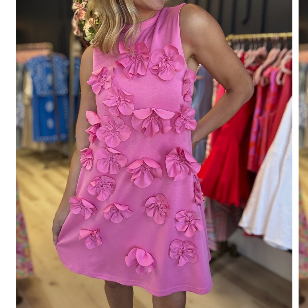 Pink 3D Floral Dress